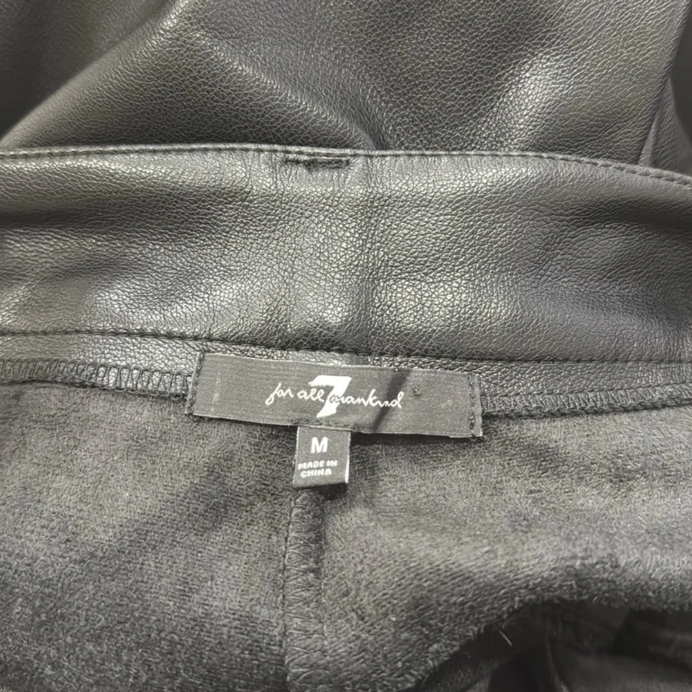 7 For All Mankind Faux Leather Black Trousers Size Medium